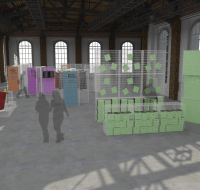 Studio per mostra espositiva cambio lettere Render vista definitiva