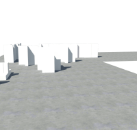 Studio per mostra espositiva cambio lettere Render vista definitiva ombre